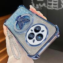 Realme14pro Skaidrus dirželis su drugelio laikikliu dėklas skirtas Oppo Realme 14 Pro Plus 14pro Galvanizuotas smūgiams atsparus silikoninis stovas dangtelis realme 14 Pro