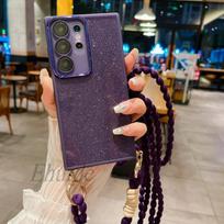 Crossbody Strap Case For Samsung Galaxy A16 A06 A55 A54 A53 A15 A35 A34 A25 A14 S24 Glitter Neck Plush Lanyard Rope Soft Cover S21&Case & Strap