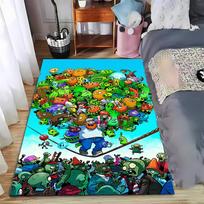 Colorful Cartoon Plants vs. Zombies Design Area Rug Suitable for use as an anti-slip game mat for living room and bedroom sofas 40x60cm( 15x23in )