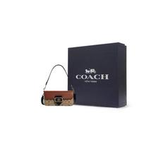 COACH Nešiojama kryžinė rankinė su karvės oda, Pečių krepšys Didelis moteriškas Chaki rudos spalvos Gift Box Set (Basic Set + Black Gift Box)