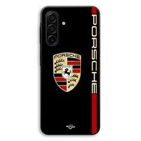 Telefono dėklas - MANIACASE - Samsung Galaxy A27 - Silikonas TPU - Juodas - PORSCHE raudonas ir auksinis logotipas juoda