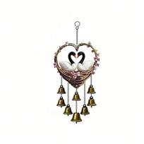 Eagle Wind Chime with Bells Goose Love Shape Pendant Cute Bird Hanging Pendant  Patio Style C