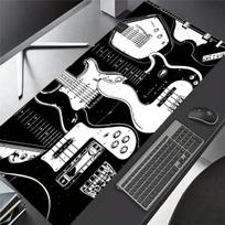 Black and White Guitar Mousepad Desk Pad Large Gaming Mouse Pad Gamer Ofice Mat Mouse Pad  Pad Unisex 30cmx60cm(11.8x23.6inch)