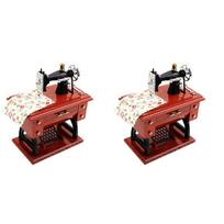 Premium-2X Plastic Mini Sewing Machine Style Music Box Hand Crank Vintage Music Boxes Festival Gift New Year Gift Birthday Gifts