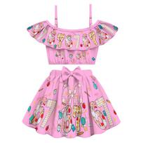 20760 Kids Girls Steal a Brainrot 67 Print Swimsuit Swimwear Top Skirt Sets 100cm