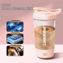 Portable Electric Blender USB Rechargeable Shaker Cup Sports Mixing Cup for Milkshakes, Coffee Fitness Protein powder Shaker Cup 450ml rožinė