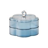 Stylish 2 Layer Floral Candy Tray Durable Plastic Serving Bowl For Nut Fruits Snacks Party Home Organization mėlyna
