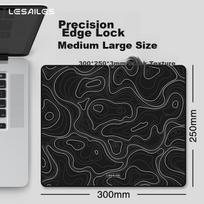 LESAILES Black Textured Gaming Mouse Pad, Medium And Small Sizes, Office Computer Keyboard Desk Mat, Black 300*250*3mm