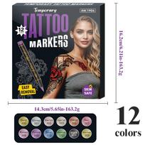 Body Painting Air Temporary Tattoo Gel Pen Plastic 0.5mm Soft Head Skin Marker Paper Children's Holiday Face Decoration DIY gray
