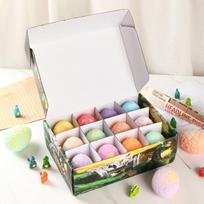 12 Pack Dinosaur Egg Fizzing Bath Bombs for Kids, 100g Bath Salts with Essential Oils, Fun Bath Toys, Party Gifts