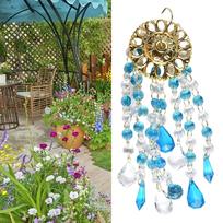 For Crystal Wind Chimes for Garden Patio Lawn Balcony Window Hanging Decoration with Sunlight Rainbow Projection mėlyna