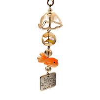 Car Decor Goldfish Wind Chime Pendant Bag Hanging Key Ring Cute Goldfish Bead Keychain  Students Colorful Bead