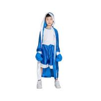 Kids Long Sleeve Belt Loose Muay Thai Boxing Robe Stage Show Kickboxing Gown 120cm tamsiai mėlyna spalva