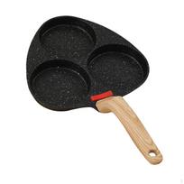 Kiaušinių keptuvė Non-Stick Padengta Split Grill Kepimo indas Pusryčių gaminimo priemonė Omleto keptuvė 3 Holes juoda