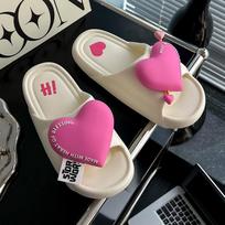 Women Summer Slippers Beach Slides Cartoon Love Flip Flops Flat Sandals Home Outdoor Anti-Slip Slippers EVA Flip-flops 40-41 juoda