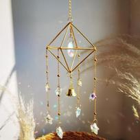 Rainbow Star Moon Wind Chimes, Sun Catcher Outdoor Window Home Decoration Garden Car Pendant auksas