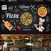 3D fototapetas Juodas rankomis tapytas Picos parduotuvės sieninė tapyba Restorano meniu Valgomojo sienų popieriaus dekoras 200 cm(W) x 140 cm(H)