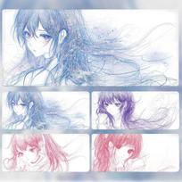 KPTE Extra Large Mouse Pad Anime Two-Dimensional Student Computer Keyboard Mat Laptop Desk Mat Gaming Non-Slip Cute Dreamy Purple 300*800*3