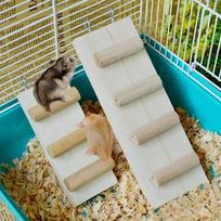 Hamster Wooden Climbing Ladder - Pet Cage Accessories Small Animal Chew Toy for Gerbil Mouse Rodent Cage Climbing Plaything 5x12cm