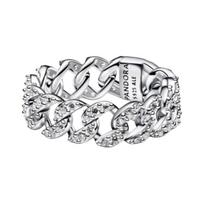 Pandora PAVÉ pavé Cuban chain shape 925 silver ring women's silver 193557C01 sidabras