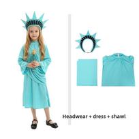 Dėdės Samo vaikų kostiumas Cosplay, pagamintas iš minkšto poliesterio, vaikams nuo 3 iki 8 metų Blue Girl,S  (Child)