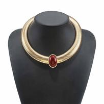 Vintage Chunky Choker Necklace Gold Exaggerated Collarbone Chain Snake Bone Chain Necklace  Women Style 3