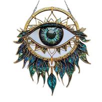 Acrylic Evil Eye Decoration 2D Flat Wind Chime Summer Hanging Pendant  Balcony mėlyna