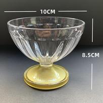 250 ml salotų dubenėlis desertui, pieno kokteiliui, taure, reljefinis ledų indelis auksas
