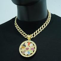 Spalvingas saulėgrąžos besisukantis pakabukas Kubietiškas daiktas, Europos ir Amerikos karoliai Hip-hop madingas prekės ženklas Personalizuoti gėlių papuošalai black