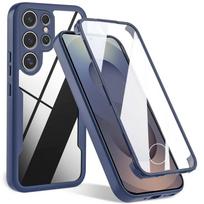 360 Pilnos Apsaugos Dėklas Samsung Galaxy S25 Ultra S24 S23 Plus A54 A35 A25 A16 A55 A26 A36 A56 Smūgiams Atsparūs Skaidrūs Dėklai Galaxy s25 ultra mėlyna