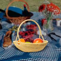 And Lightweight PP Picnic Basket with Handles, Rattan- Storage Basket, Fruit Draining S