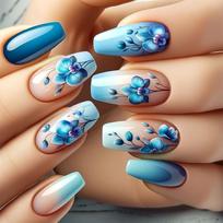 24 Pcs Glossy Press On Nail French Tips False Nail Flowers Full Cover Stick On Nail Short Ballerinas Acrylic Nail 1