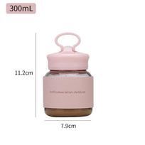 1PCS 300ml Glass Water Bottle Cute Kawaii Mini Glass Cup With Insulative Sleeve Phone Holder Cup with Handle Drinking Bottles rožinė