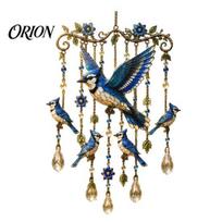 Balcony Decor for Apartment Hummingbird Wind Chime, Chimes Outside, Stained Glass & Crystal Sun Catcher Yard Art Outside Windchime, Colorful F