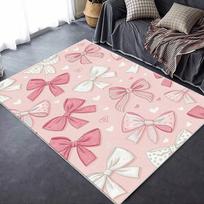 VIKAMA Rožinės ir baltos spalvos su kaspinų raštu kilimas, lengvas, tinkamas miegamajam, svetainei, balkonui, koridoriui, biurui, kambario dekoravimui 80cm x 120cm gray