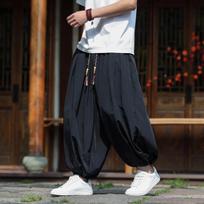 Men Radish Pants Summer Thin Loose Baggy Barrel Trousers Elastic Waist Casual Streetwear Wide Leg Pants Male Daily Jogging Pants 2XL juoda