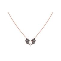 Swarovski Mysterious bat necklace for women, rose gold plated 5491564 auksas