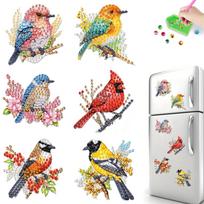 6Pcs DIY Diamond Painting Fridge Magnets Diamond Painting Magnets Kit Crystal Sparkling Diamond Magnets Set for Home Decoration beige