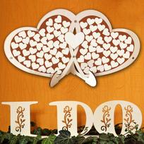 Wedding Guest Book Wooden Hearts Drop Ornaments Desktop Decor brown