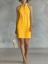 Sleeveless Solid Color Button-up Stand Collar Mini Dress XL geltona