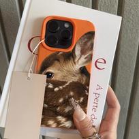 Lovely Sika Deer Print Imitation Leather Phone Case for iPhone 17 Air 16 E 15 14 Plus 13 12 11 Pro Max XS Max Silicone Cover iPhone XS Max oranžinė