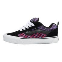 Vans Knu Skool Comfort Versatile Thin Sole American Retro Chunky Shoes Wear-resistant Low Top Unisex Skate Shoes Black Purple VN0009QCBOQ 35