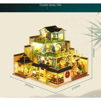 Big Diy Wooden Dollhouse with Furniture Light Casa Miniature Doll House Kit Home Chinese style villa Model Toys Birthday Gifts