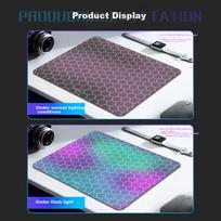 LESAILES Glass Film Professional Gaming Mouse Pad for Small to Medium Size, Office Computer Keyboard Desk Pad Gray Purple 360*280*3mm