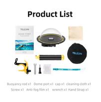 TELESIN 30M atsparus vandeniui 6 colių kupolinis portas povandeninis korpusas su plaukiojančiu rankenos paleidikliu GoPro Hero 13 12 11 10 9 black