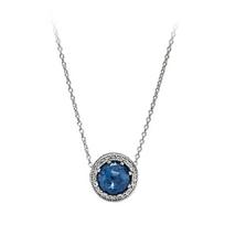 Pandora Heart of the Ocean Blue Sparkling Set 925 Silver Glass Synthetic Cubic Zirconia Necklace Women's Silver ZT0139 mėlyna