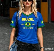 Vasaros moteriški Brazilijos stiliaus futbolo marškinėliai su vėliava, 3D spausdinti trumparankoviai marškinėliai, sportinė apranga, dovana Brazilijos gerbėjams, moteriški marškinėliai S yellow
