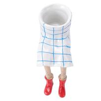 Funny Resin Plant Pot Unique Small Succulent Flower Pot Indoor Outdoor Home Decor Plaid Skirt Red Boots