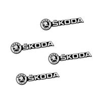 BBHZ7 4pcs Car Inner Speaker Decals Audio Sound Badge Stereo Sticker For Skoda Logo Fabia Superb Kamiq Kodiak Yeti Octavia Karoq RS black