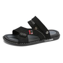 Leather Sandals Men's Models Summer Outdoor Non-slip Sandals Driving Dual-use Casual Slippers Men Beach Waterproof Slippers 44 juoda